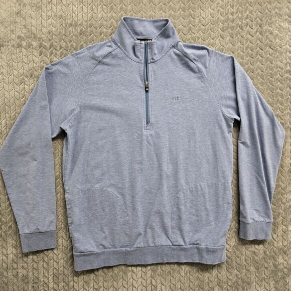Travis Mathew Men's Large ¼ Zip Golf Pullover Sweater Long Sleeve‎ Blue - Picture 1 of 10